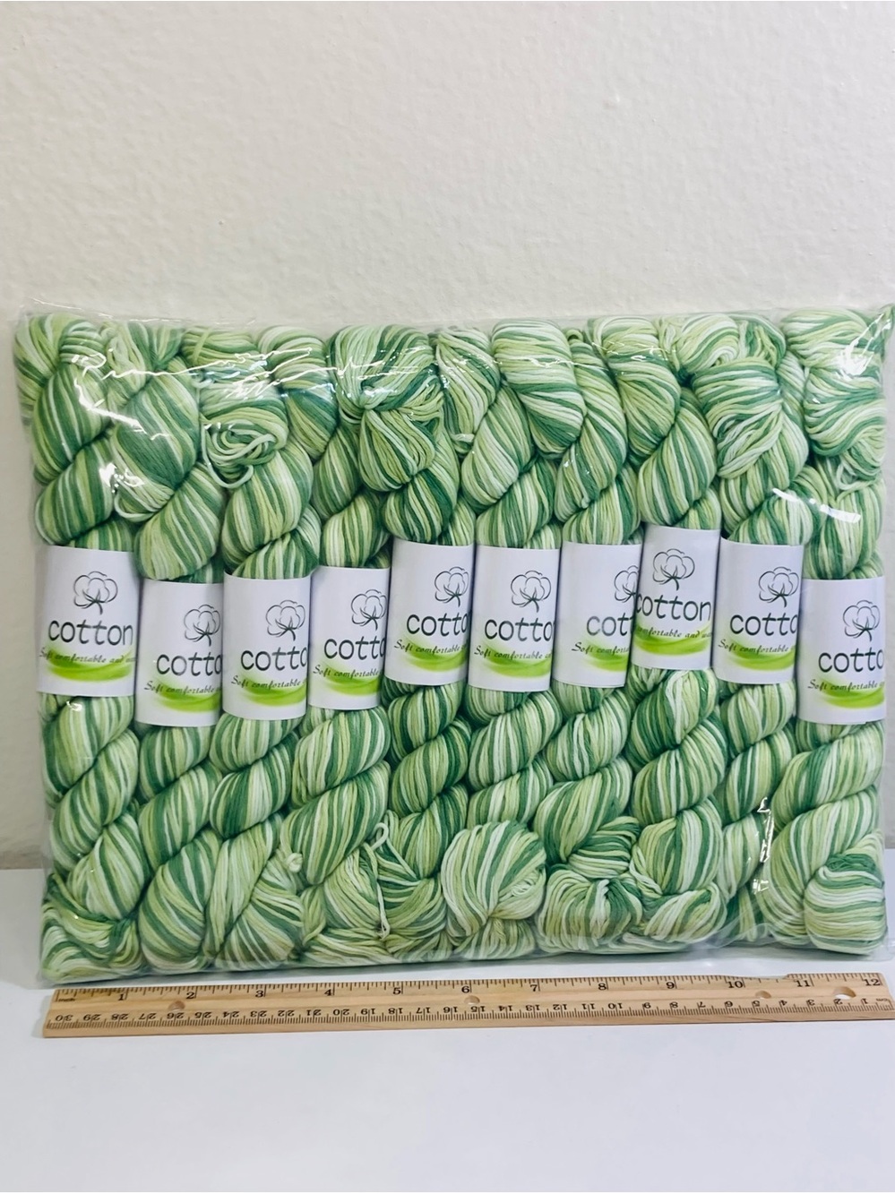 10 NEW (~500g total, ~50g ea.) 100% Cotton Variegated Hanks in
 Spring Grasses
